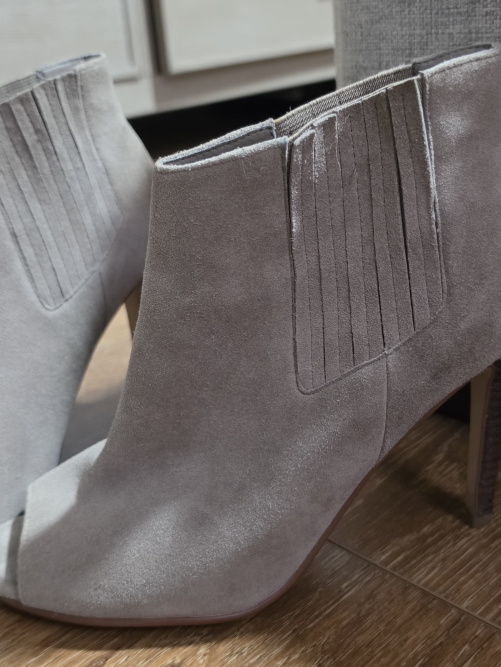 Halogen Light Gray Suede Ankle Booties